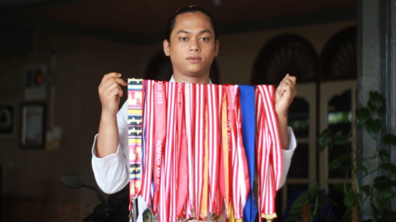 Foto M. Ridho dalam aksi berkarate